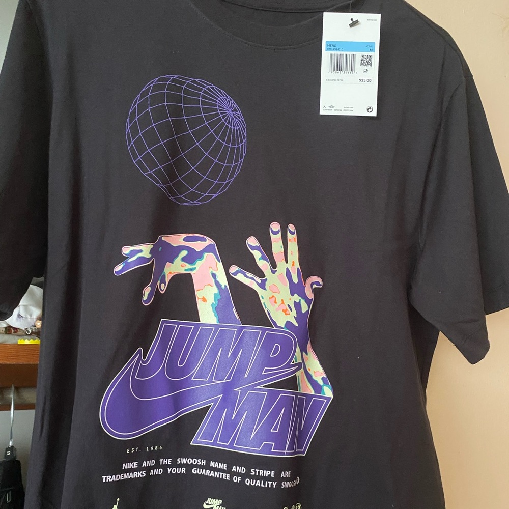 Jumpman, Jordan T-shirts brand new never worn with tags, medium purple/black.